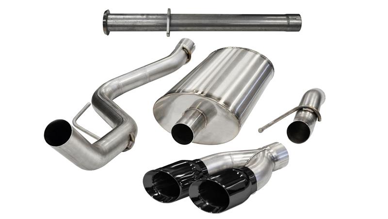 Ford F-150 Raptor Performance Exhaust - CORSA Performance - Cat-Back Xtreme + Res Delete Single Side Exit with Twin 4.0in Black PVD Pro-Series Tips - Black - `11-`14